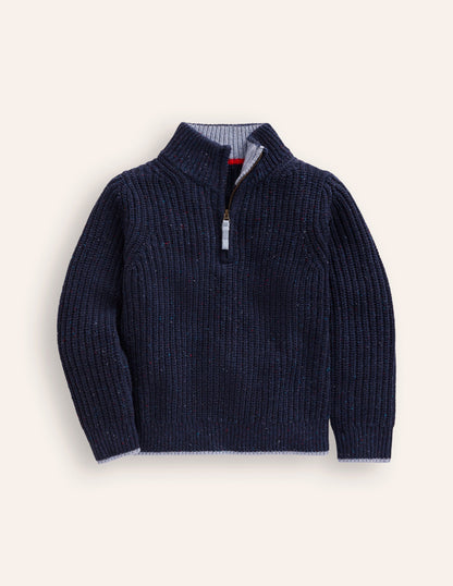 Heritage Half-Zip Sweater-Navy Neps