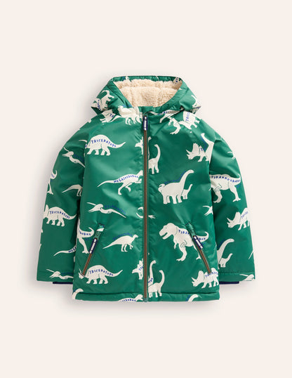 Sherpa Lined Parka-Spruce Green Dino