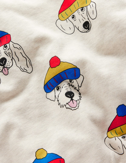 Printed Sweatshirt-oatmeal dude dogs