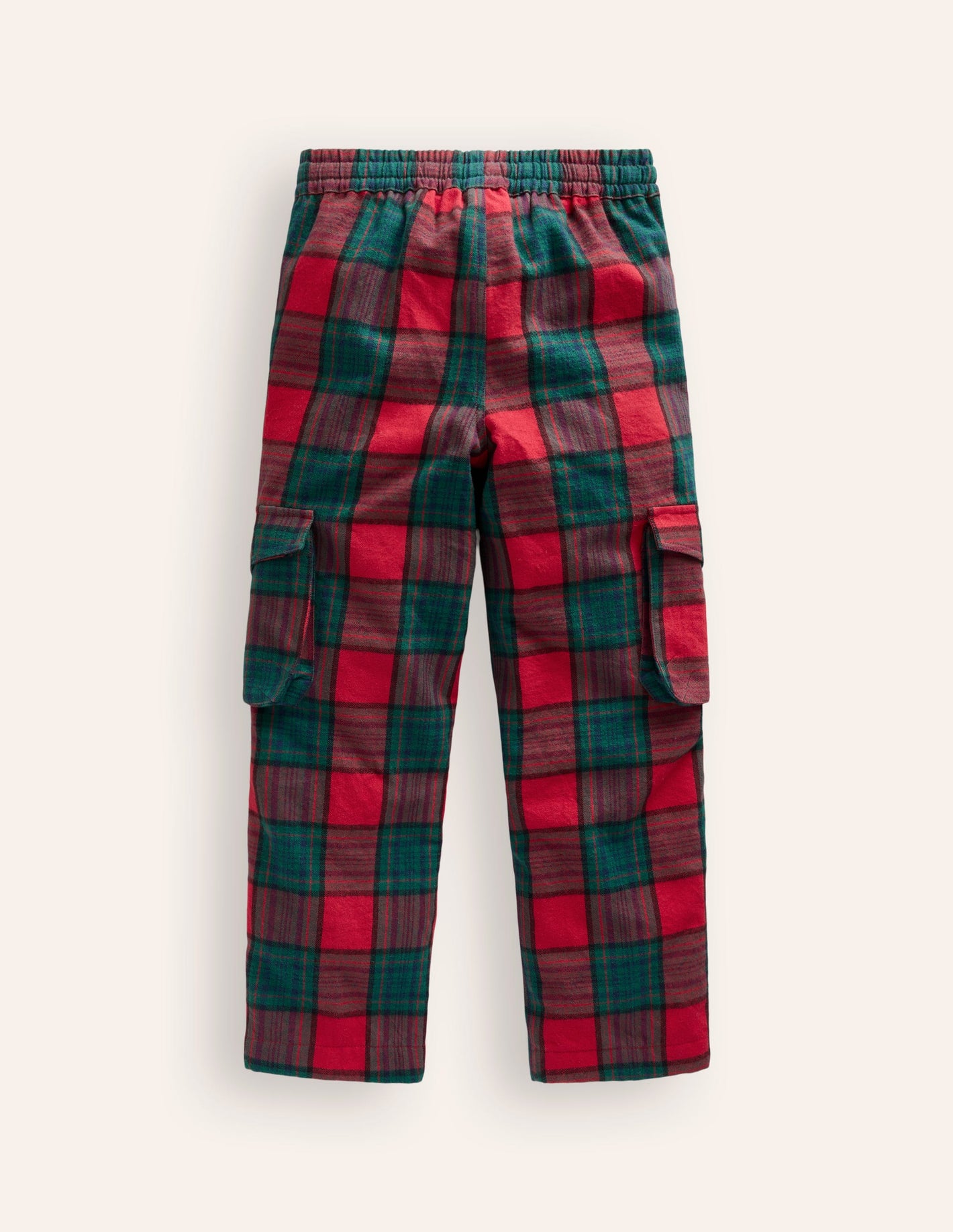 Cosy Lined Cargo Pants-Red / Green Check