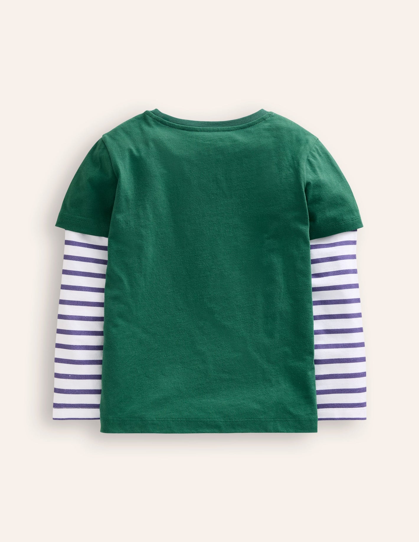 Applique Mock Sleeve T-Shirt-Jewel Green Festive Animals