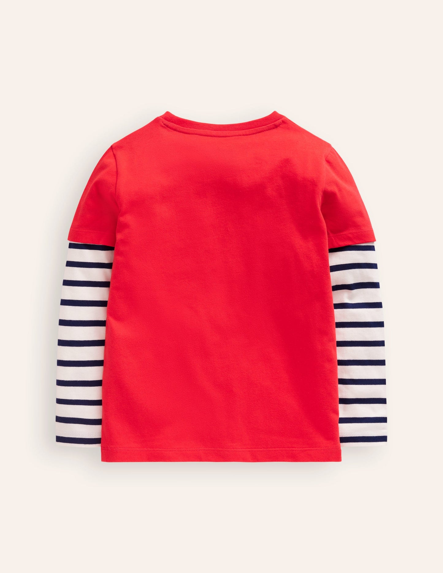 Applique Mock Sleeve T-Shirt-Poppy Red Christmas