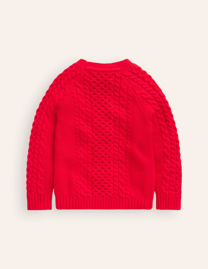 Heritage Cable Sweater-Poppy Red