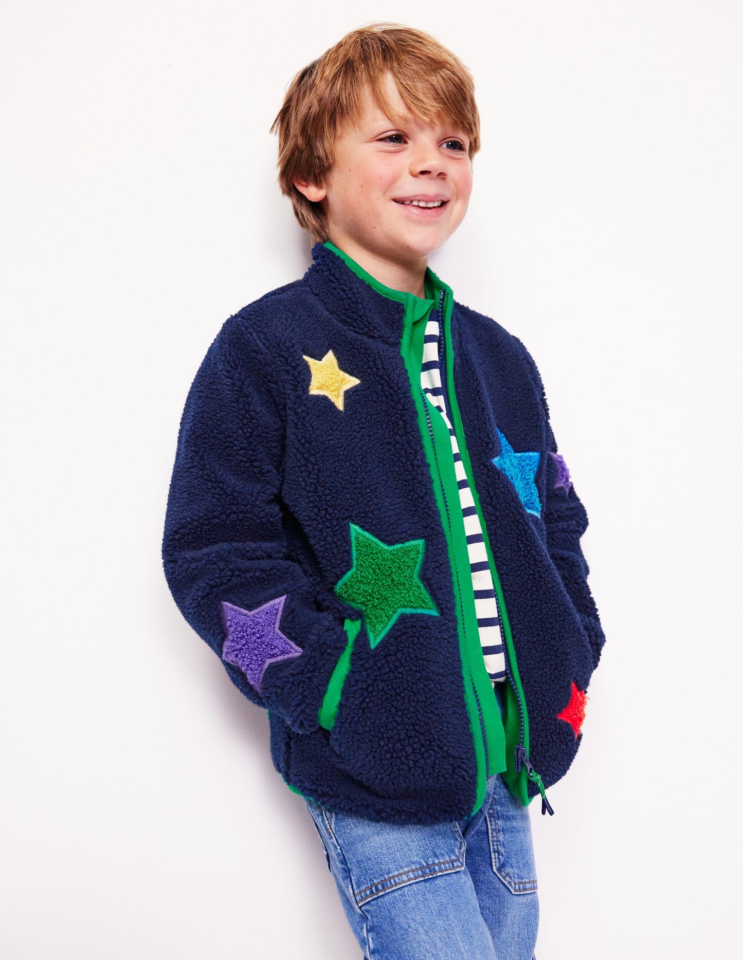 Cosy Borg Jacket-College Navy Star