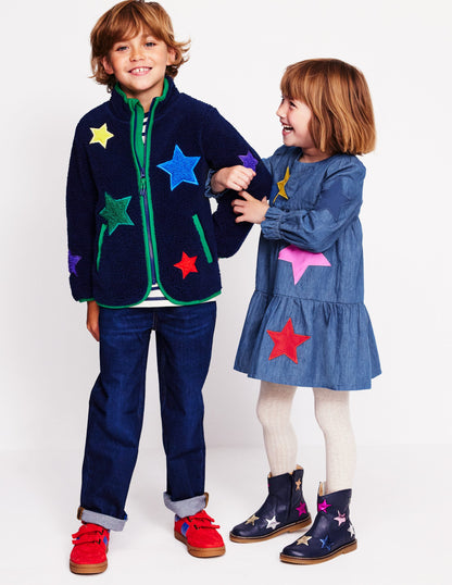 Cosy Borg Jacket-College Navy Star