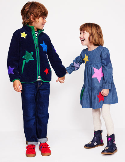 Cosy Borg Jacket-College Navy Star