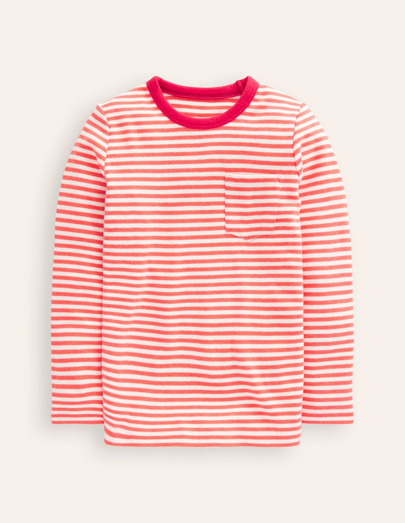 Cosy Striped Top-Ivory/Strawberry Tart Red