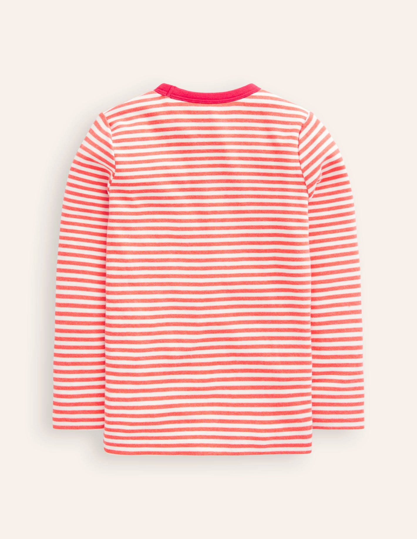 Cosy Striped Top-Ivory/Strawberry Tart Red