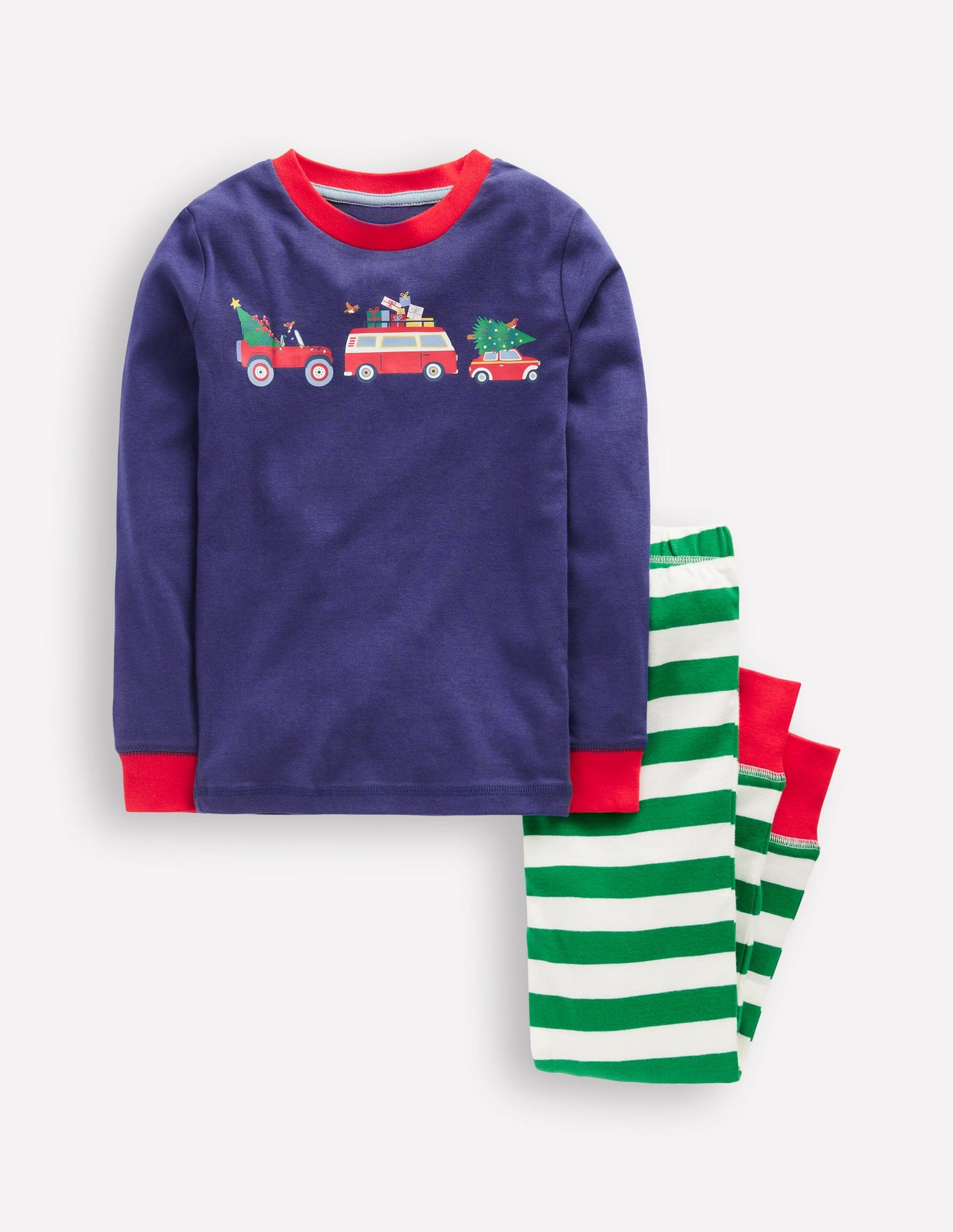 Snug Long John Pajamas-Christmas Cars