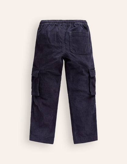 Pull-on Cord Cargo Pants-French Navy