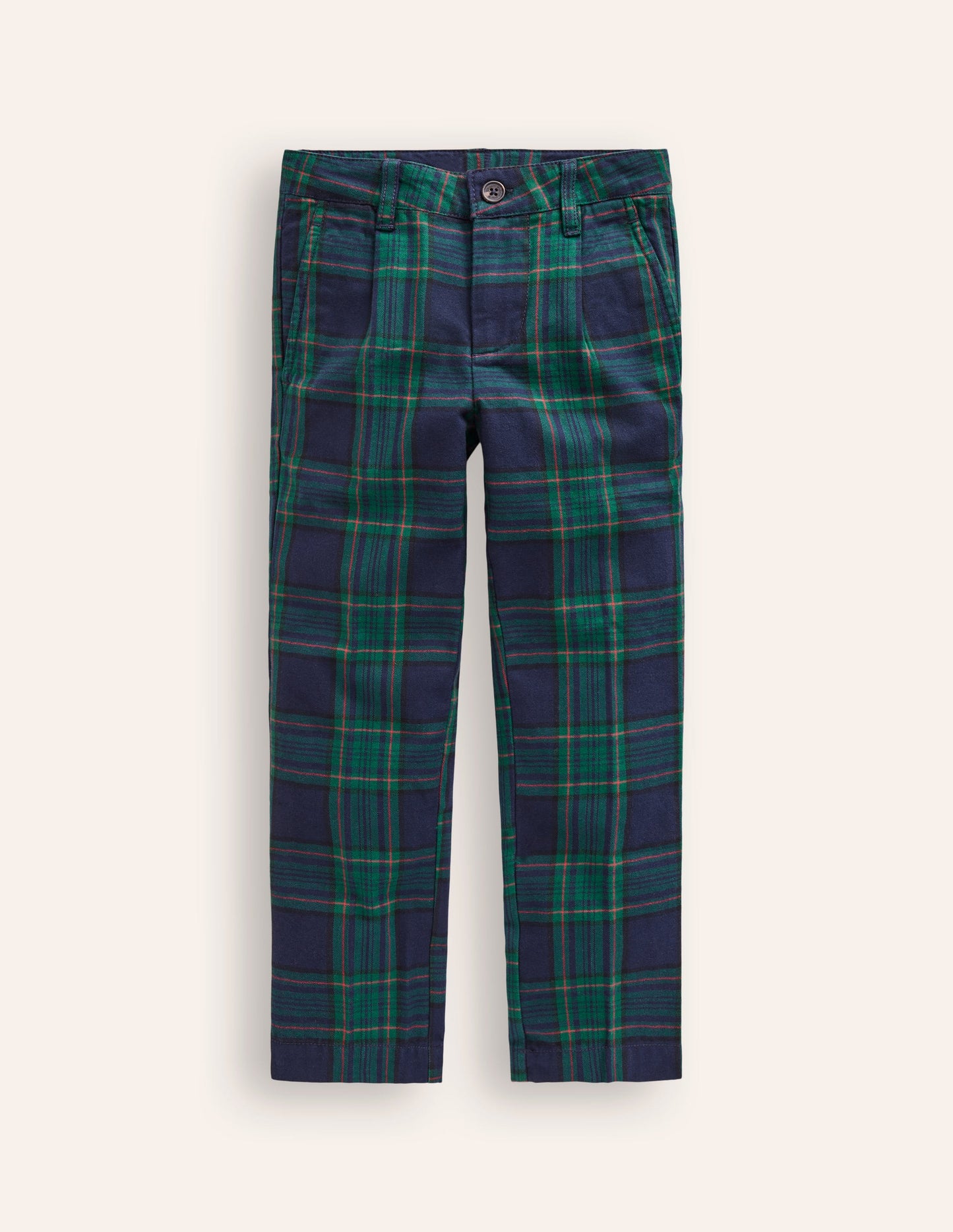 Smart Pleated Pants-Blue / Green Check