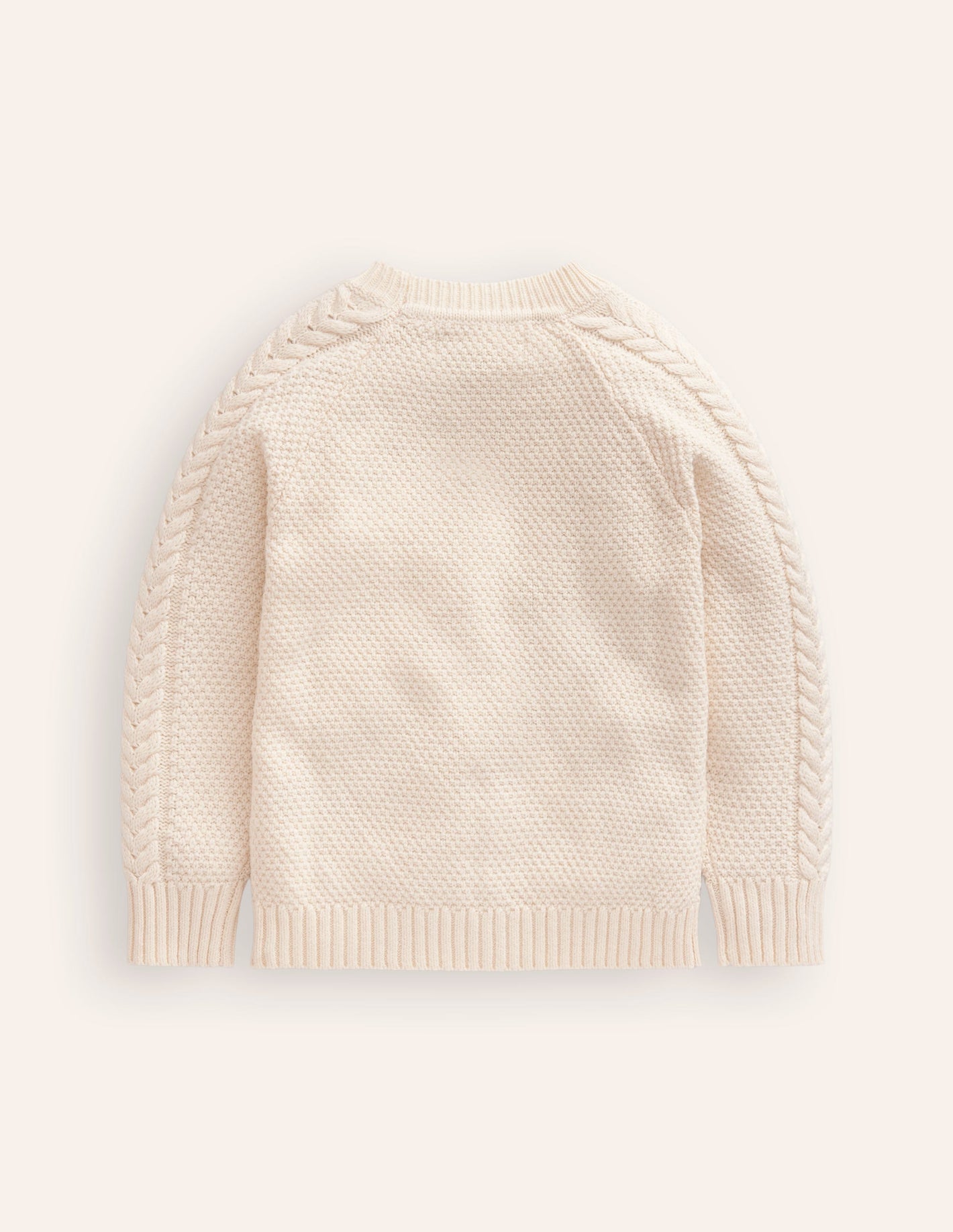 Festive Cable Sweater-Ecru Marl