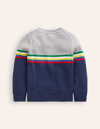 Colour Block Sweater-College Navy