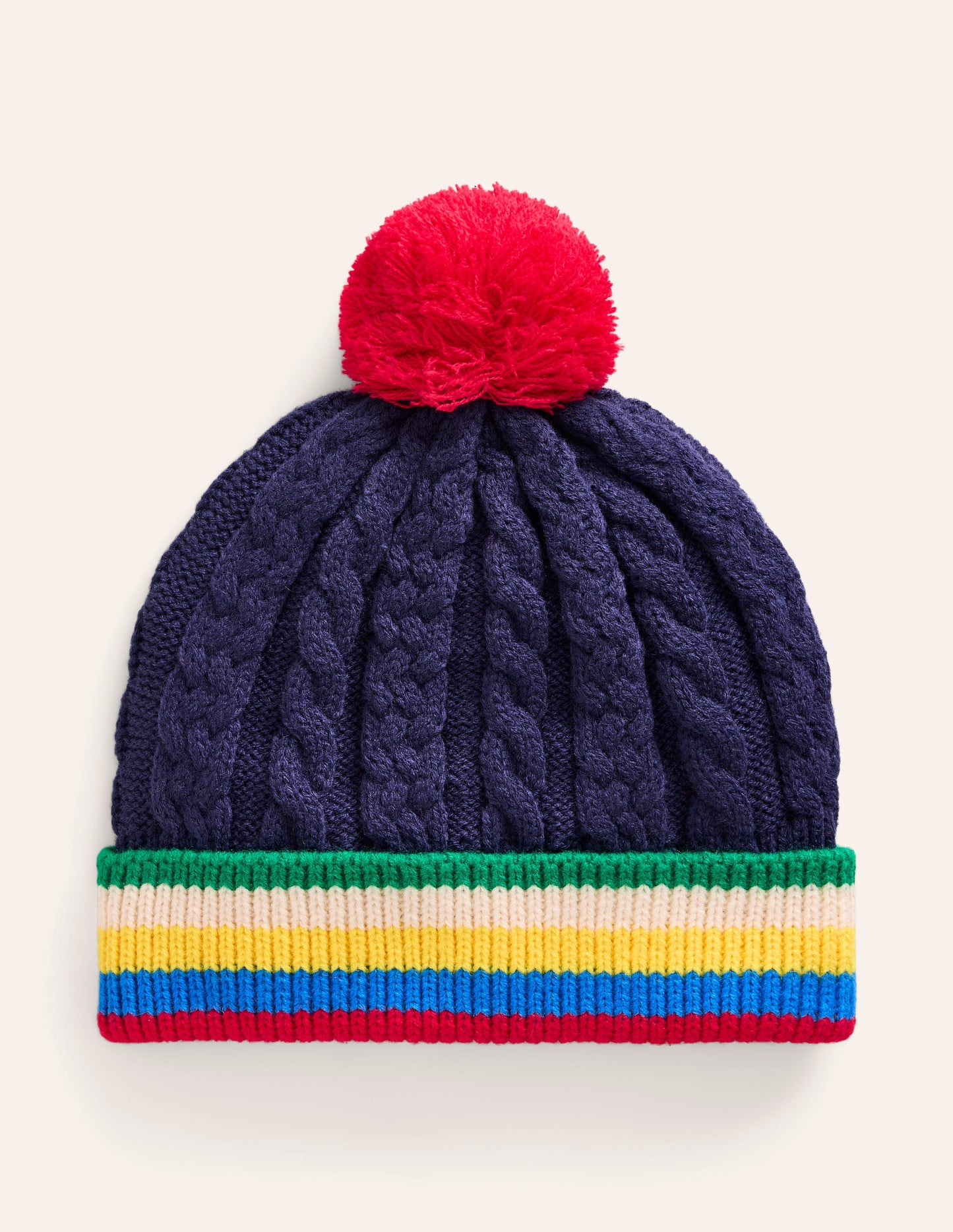 Cable Knitted Beanie-College Navy