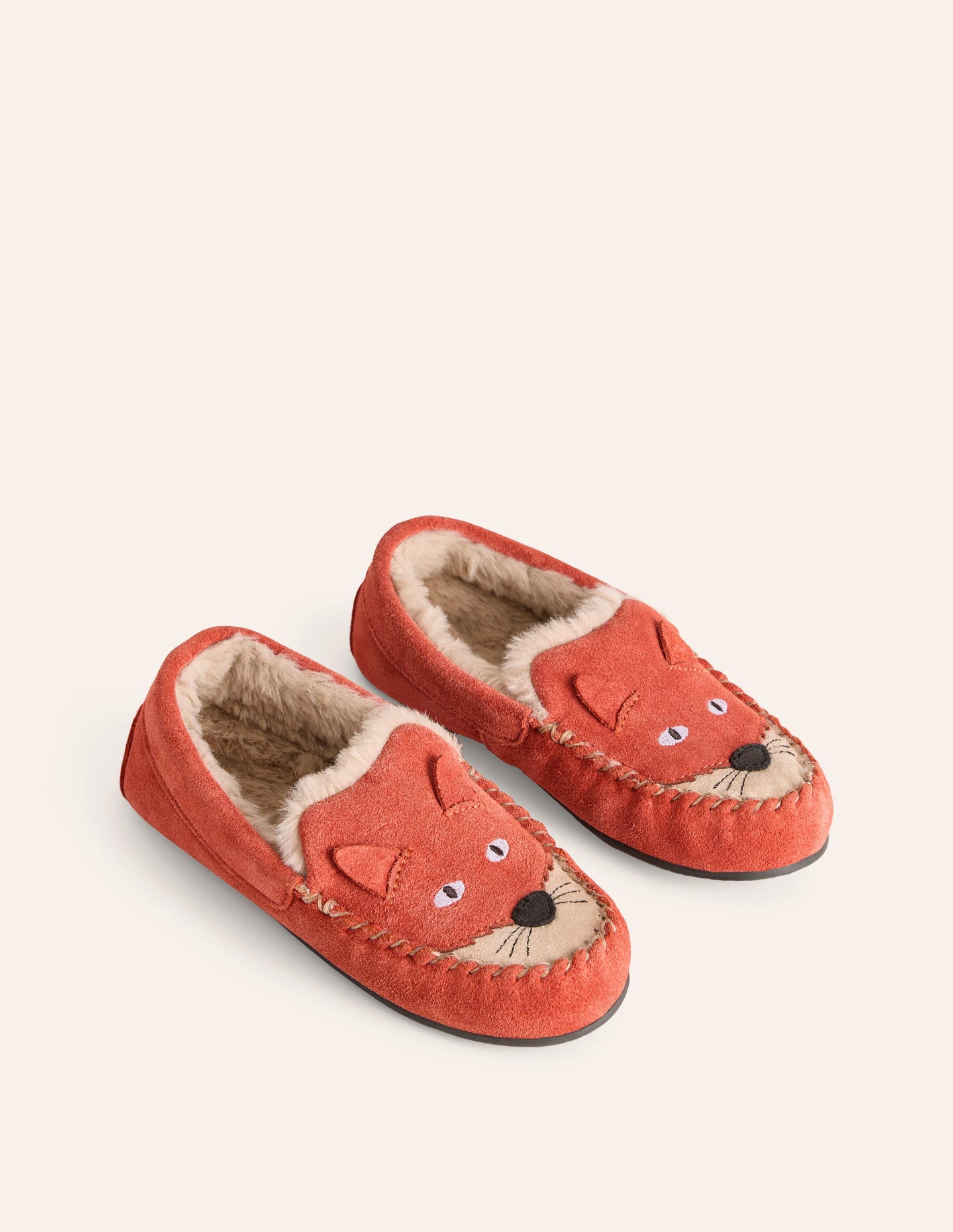 Cosy Suede Fox Slippers-Autumn Spice Orange