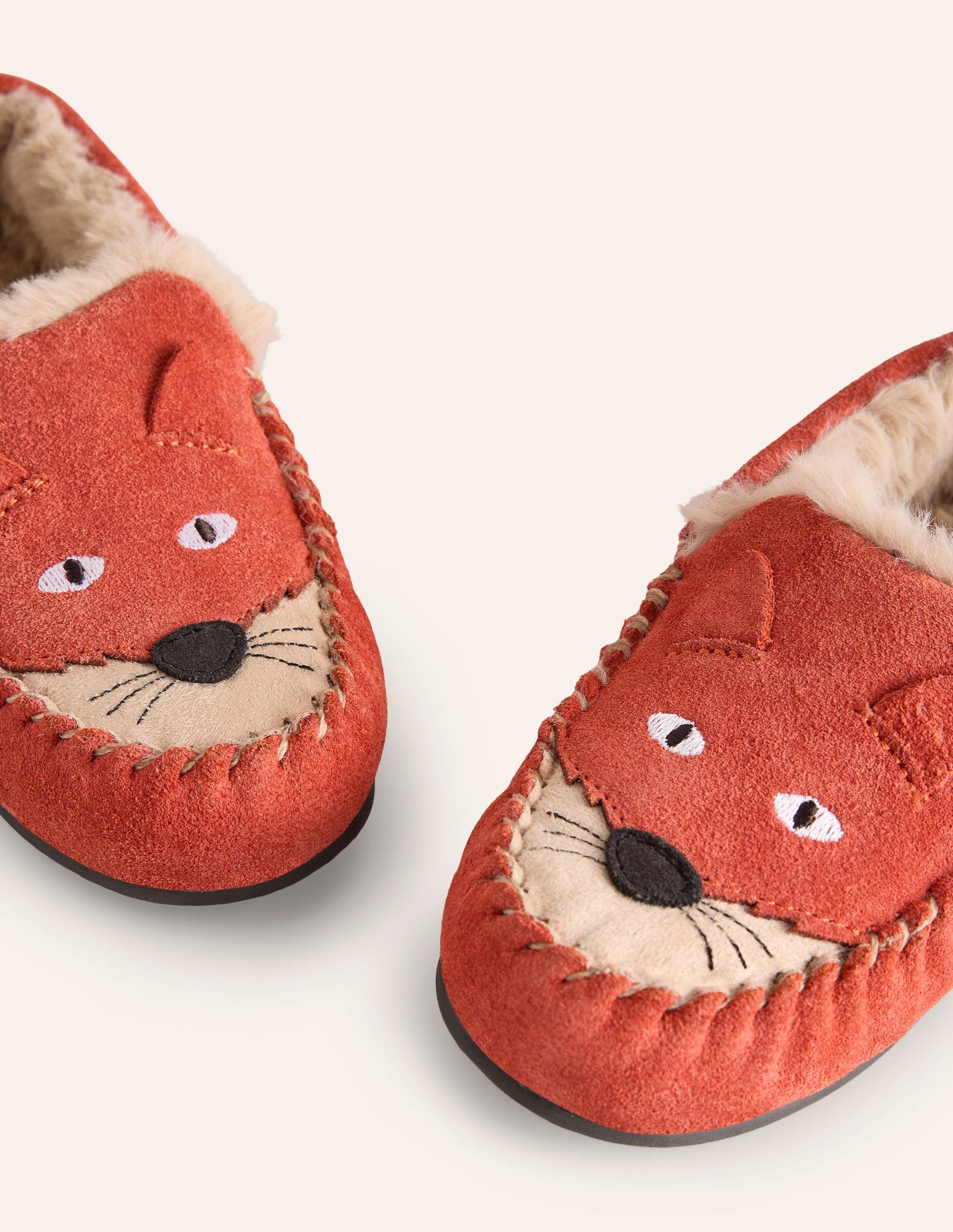 Cosy Suede Fox Slippers-Autumn Spice Orange