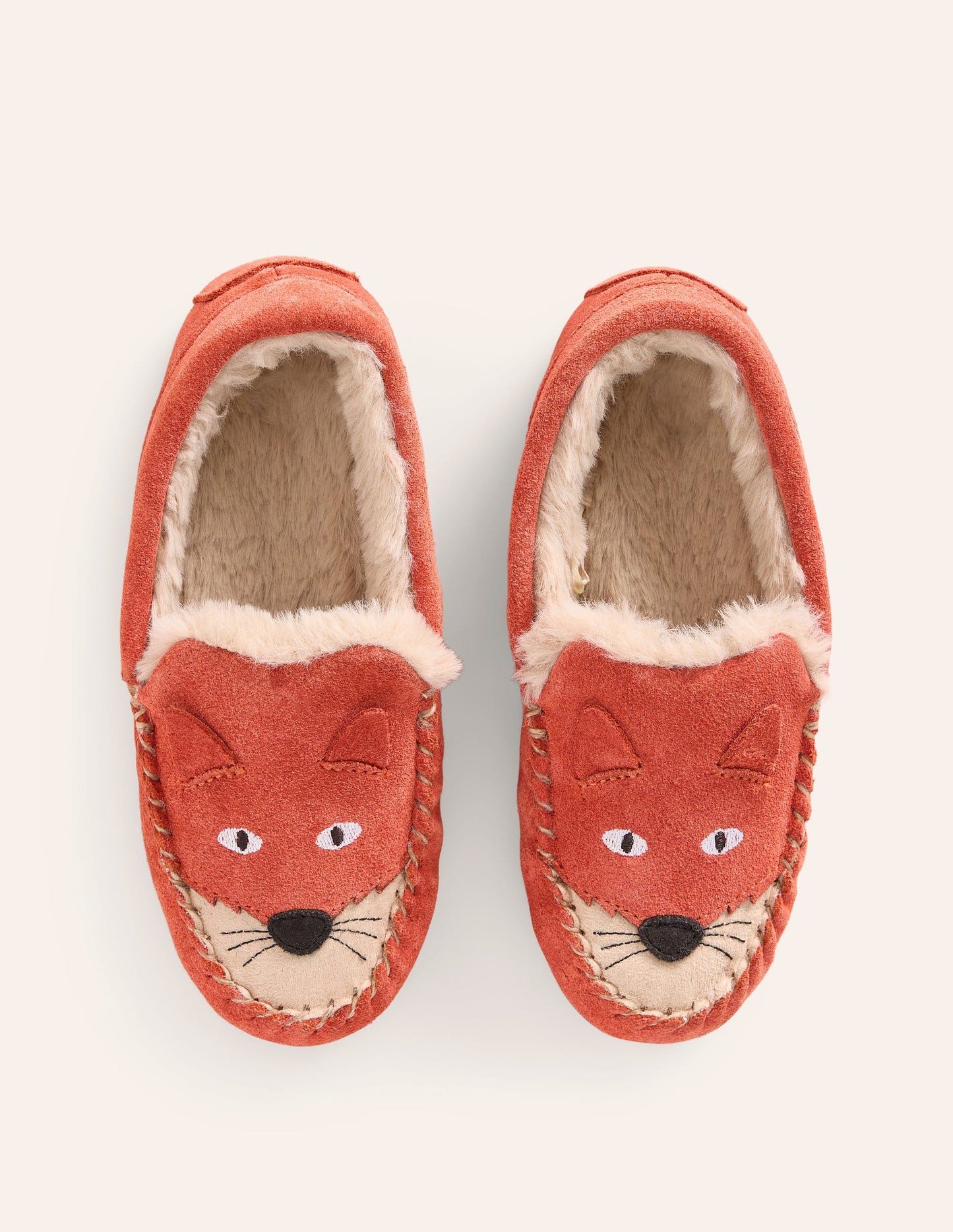 Cosy Suede Fox Slippers-Autumn Spice Orange