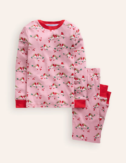 Snug Long John Pajamas-Rose Robins