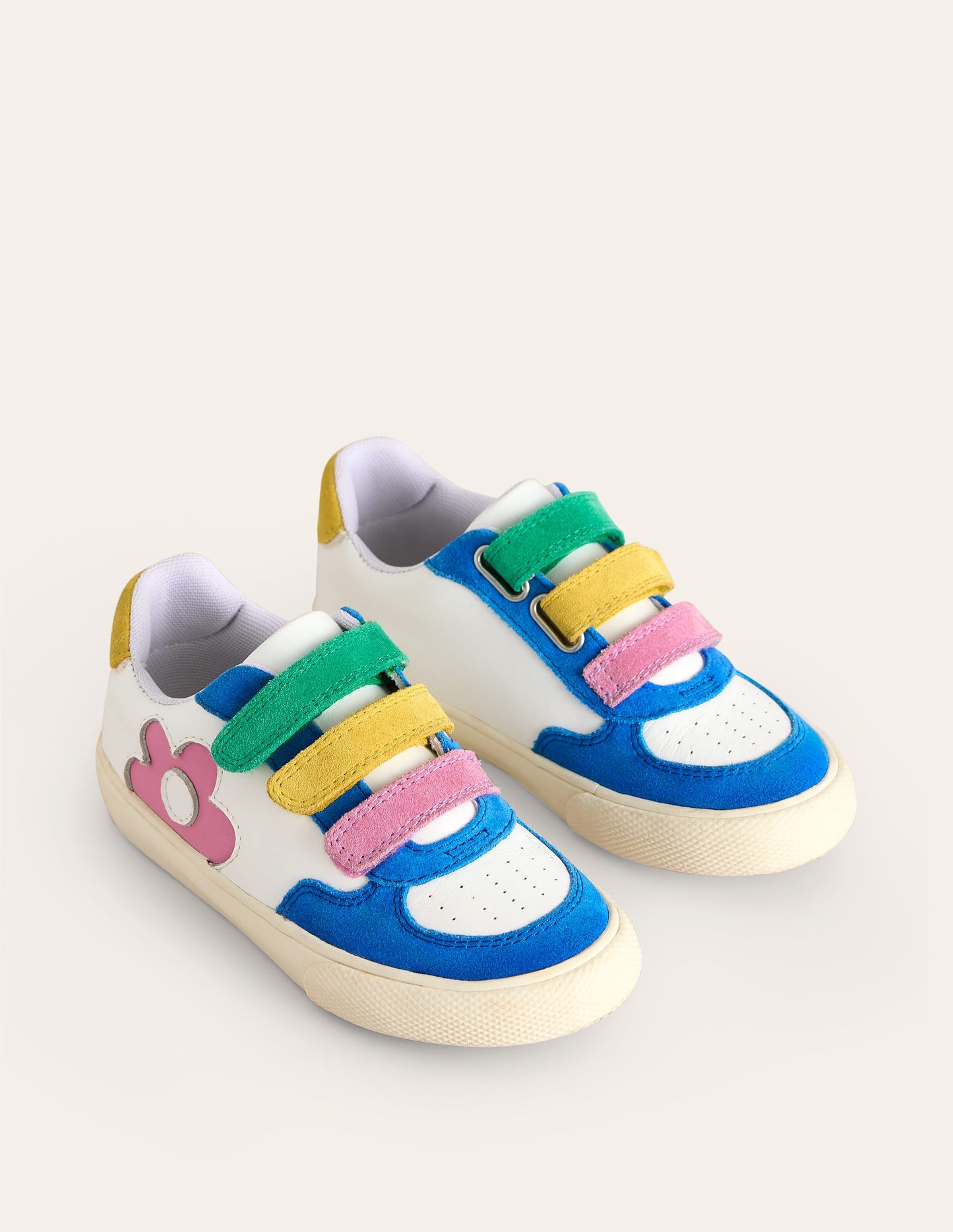 Leather Low Tops-Multi Colour Block Flower