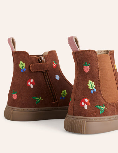 Embroidered Ankle Boot-Tan Embroidered Motifs