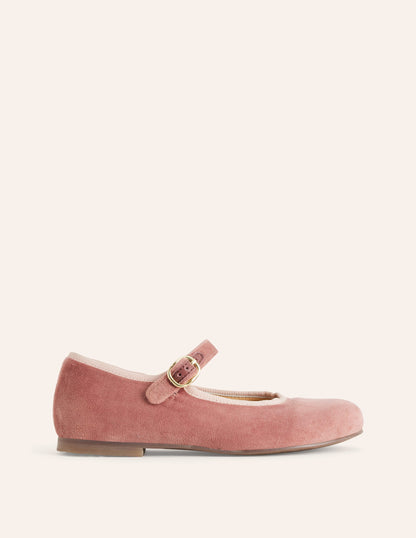 Velvet Mary Janes-French Pink