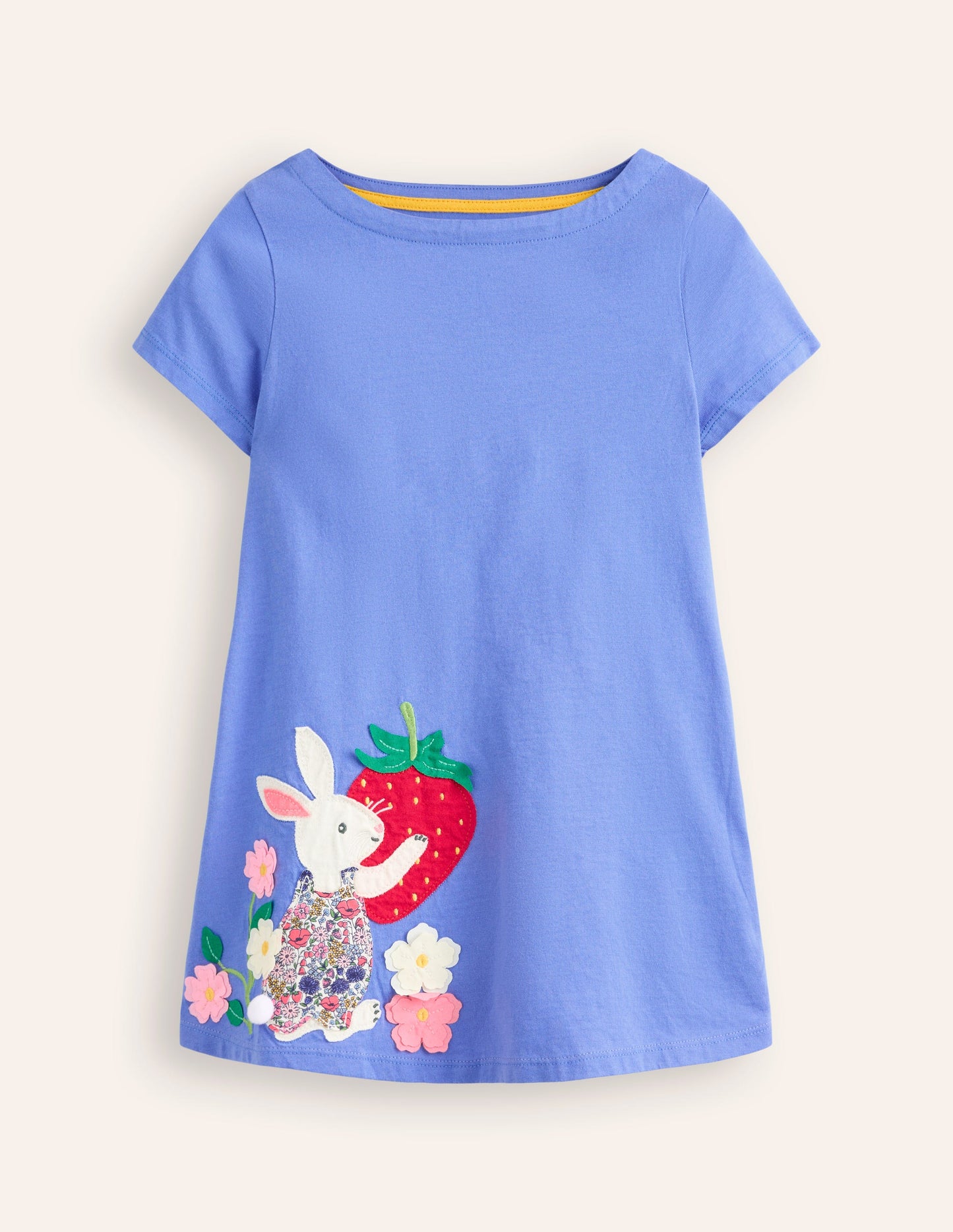 Short Sleeve Appliqué Tunic-Surf Blue Bunny