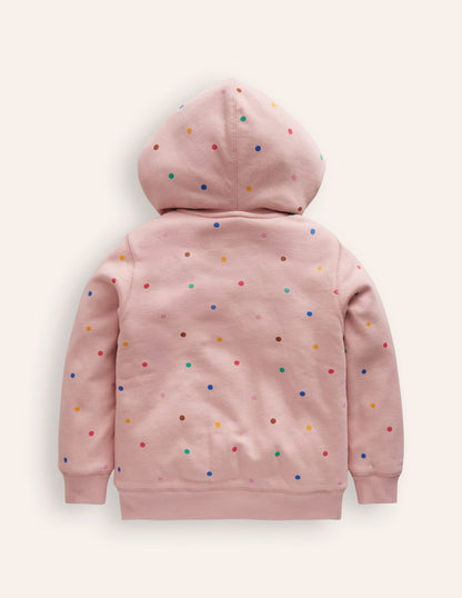 Shaggy-lined Hoodie-Provence Dusty Pink Multi Spot