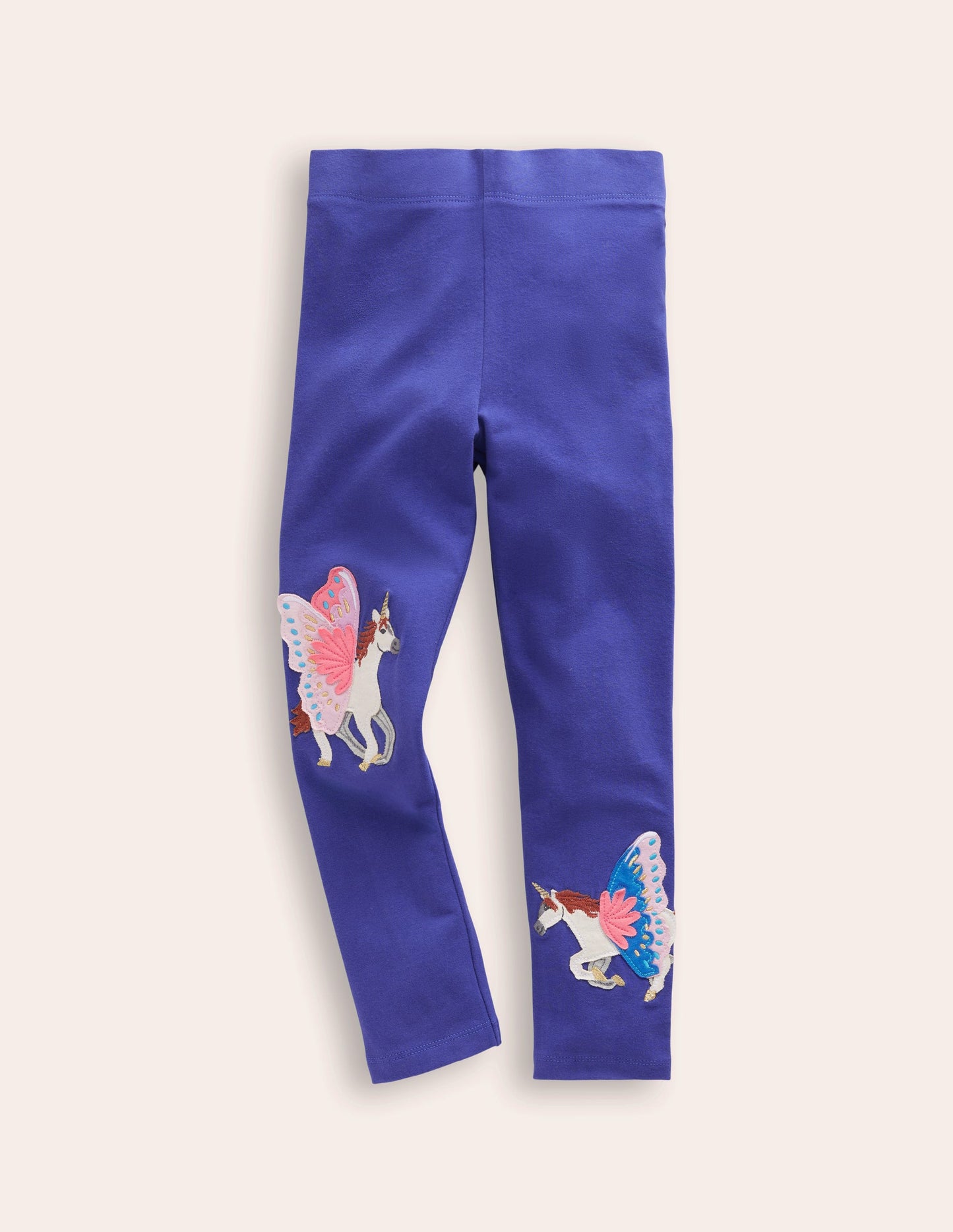 Appliqué Leggings-Navy Unicorns