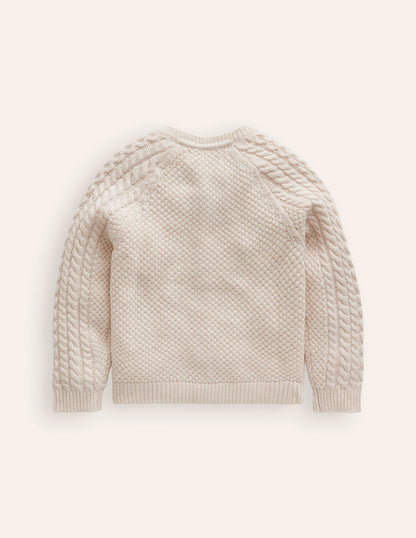 Heritage Cable Cardigan-Ecru