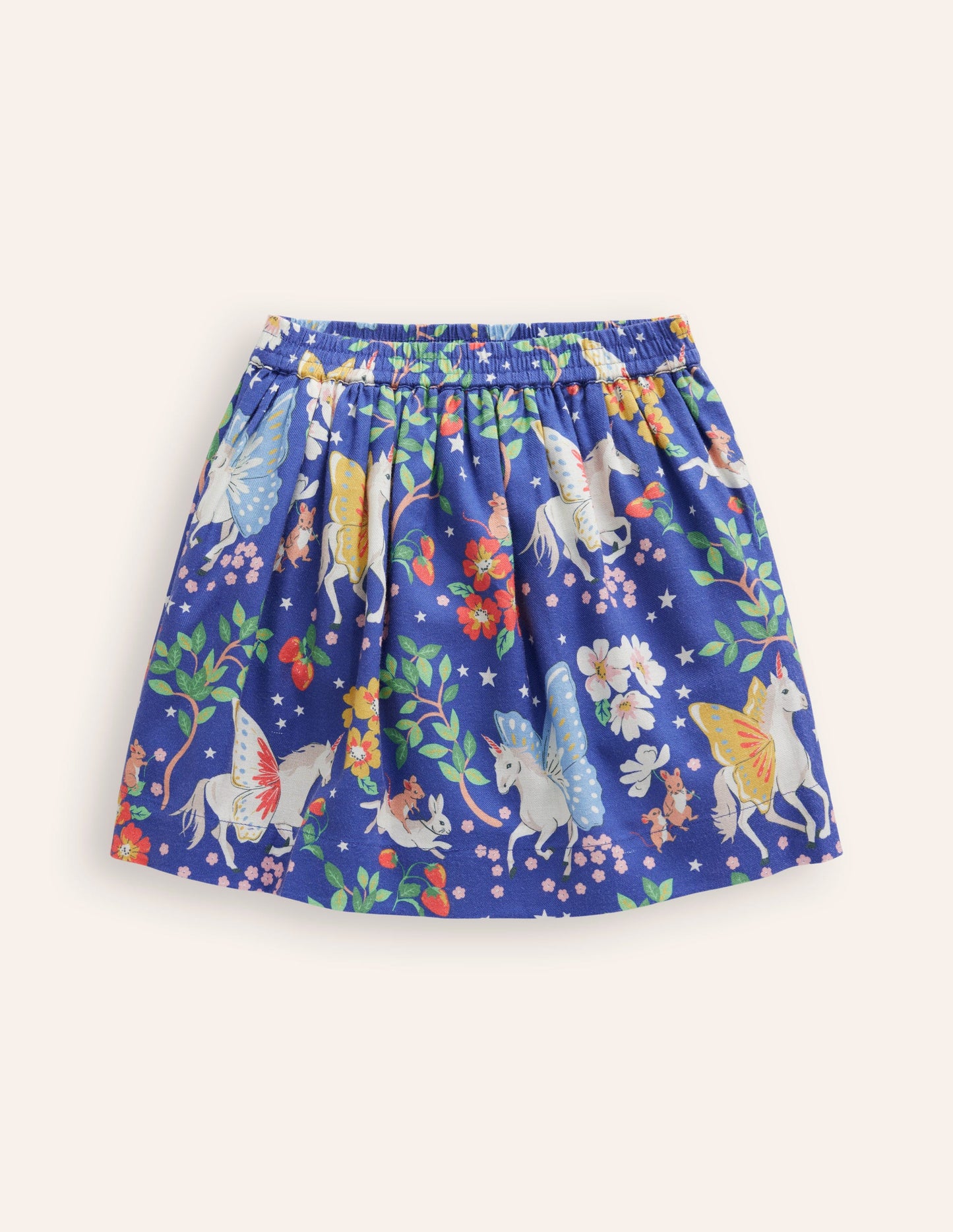 Printed Pull-On Twirly Skirt-Blue Enchanted Unicorn