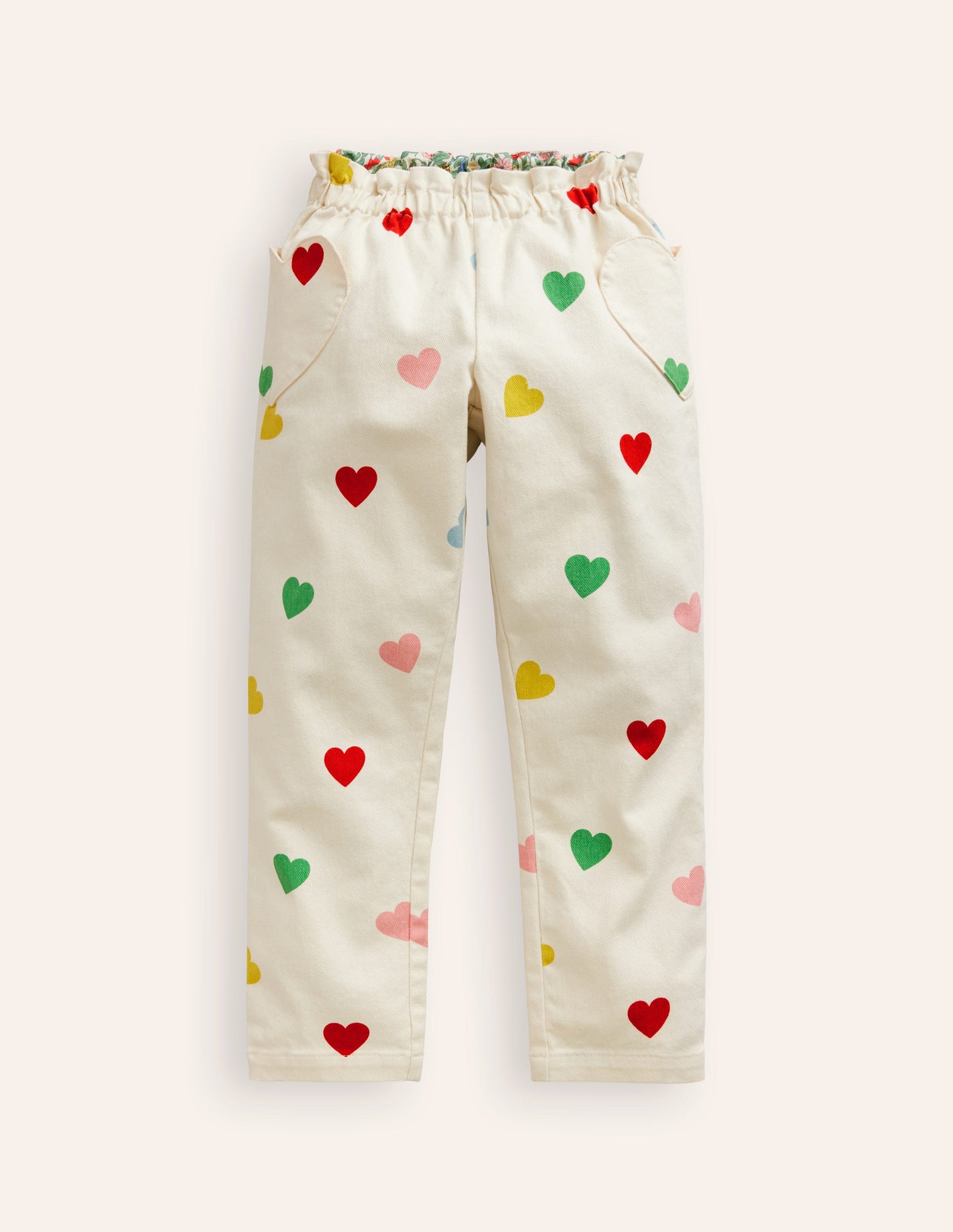 Heart Pocket Pull On Pants-Multi Confetti Heart