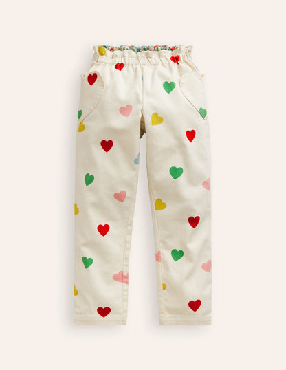 Heart Pocket Pull On Pants-Multi Confetti Heart