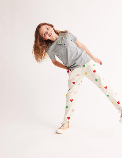 Heart Pocket Pull On Pants-Multi Confetti Heart