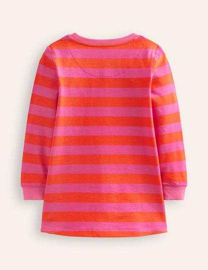 Ida Sweatshirt Appliqué Dress-Vibrant Pink/Terracotta Ghosts