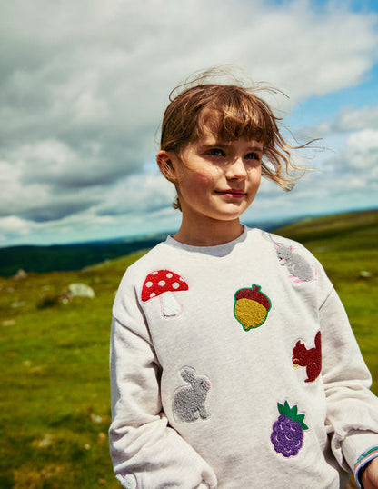 Graphic Boucle Sweatshirt-Oatmeal