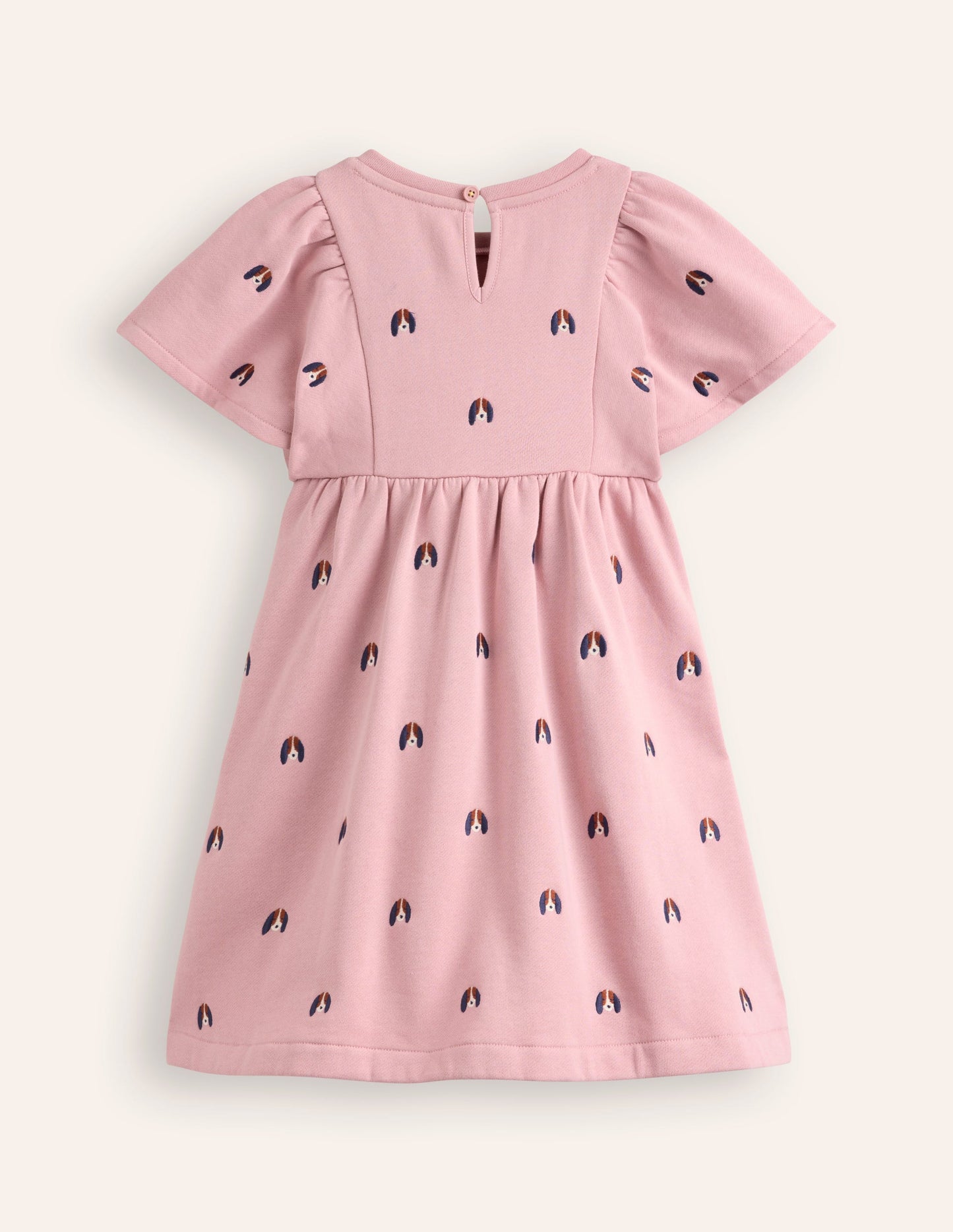 Embroidered Sweatshirt Dress-Vintage Pink Pups