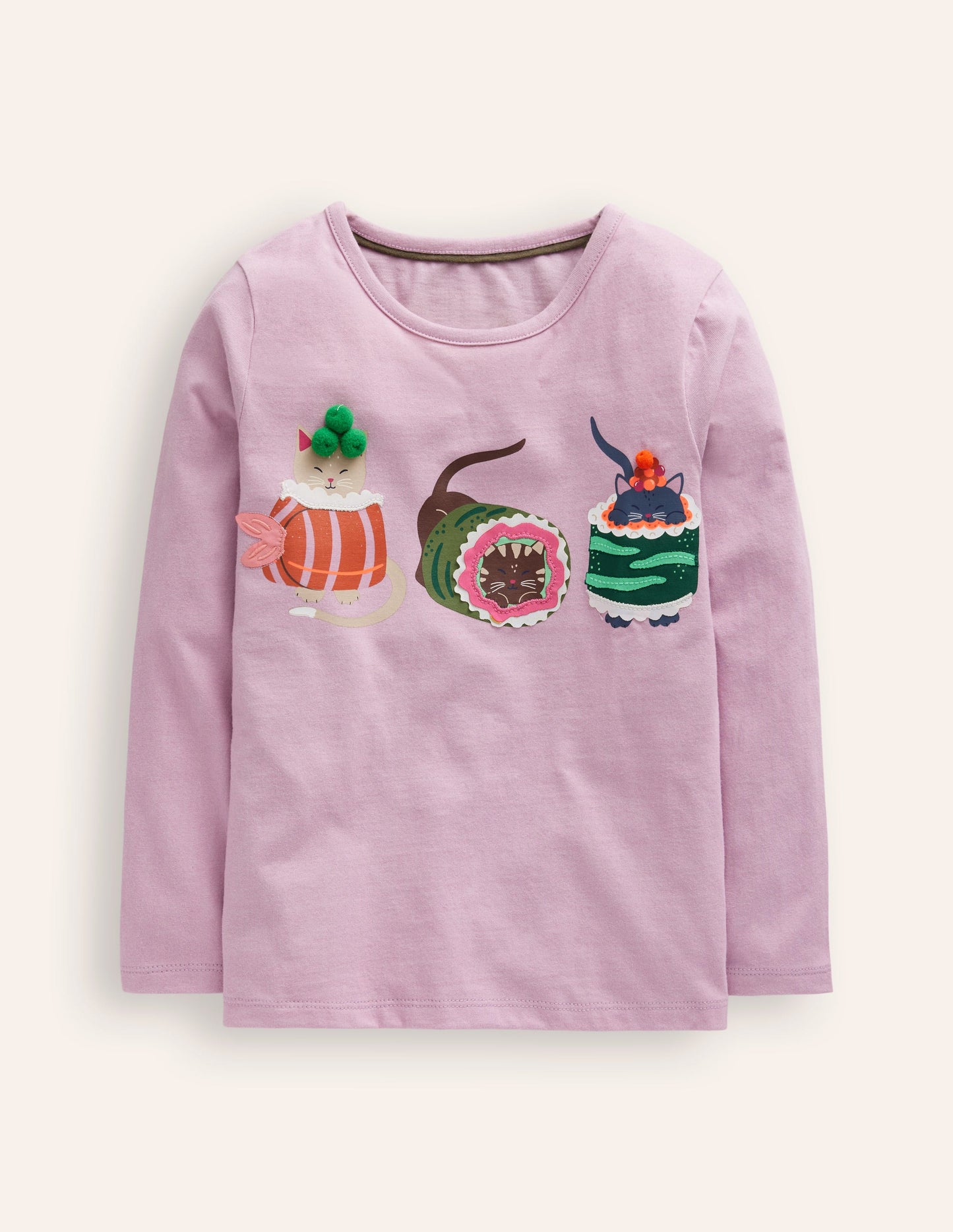 Printed Graphic T-Shirt-Chalk Pink Sushi Cats