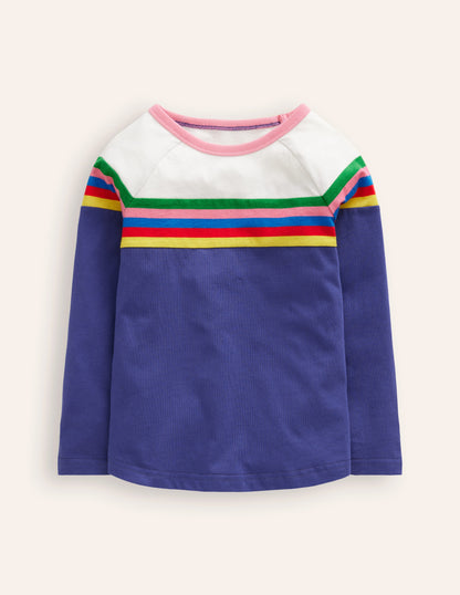 Colourblock Raglan T-shirt-Starboard Blue/ Ivory