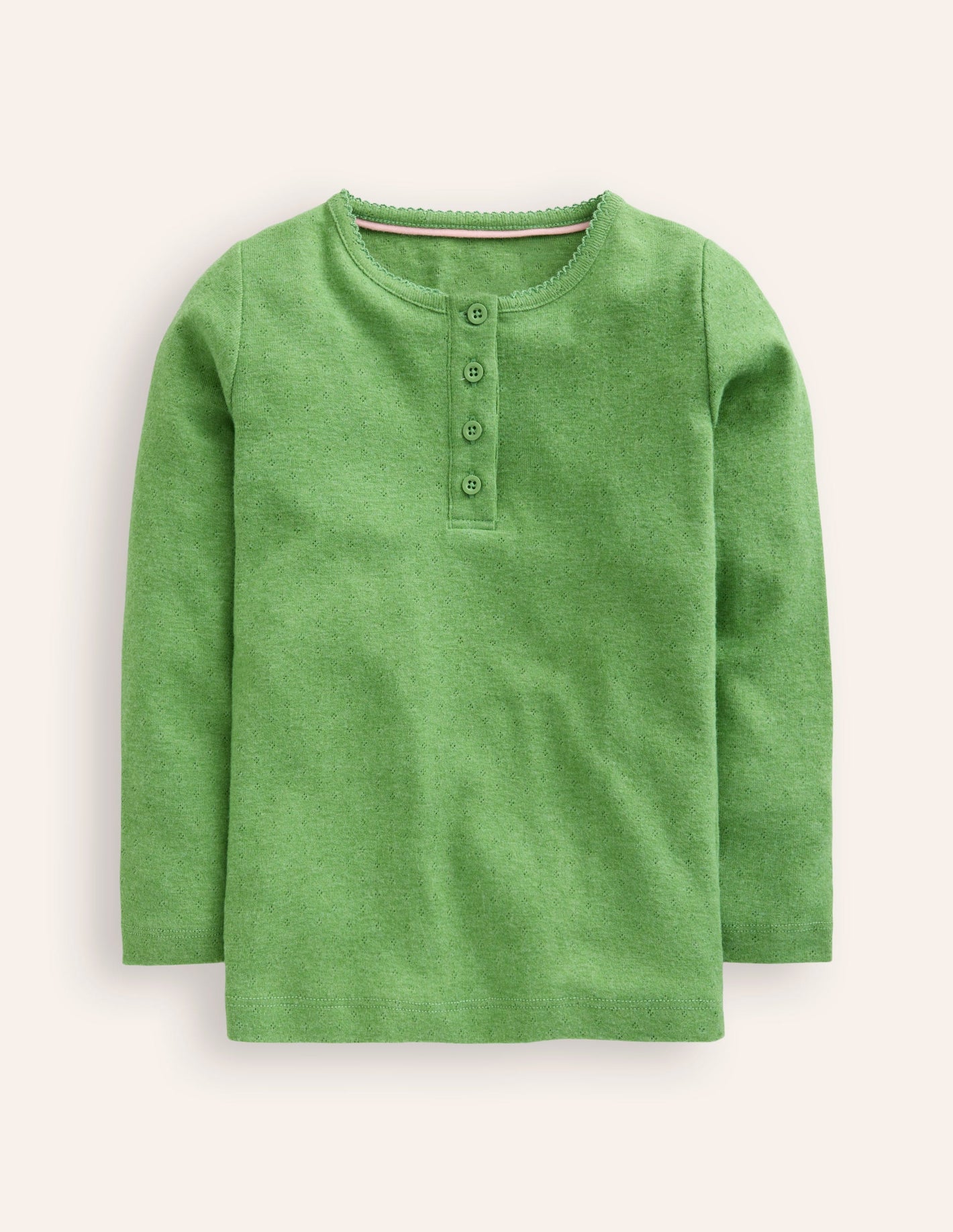 Henley Pointelle Top-Iguana Green