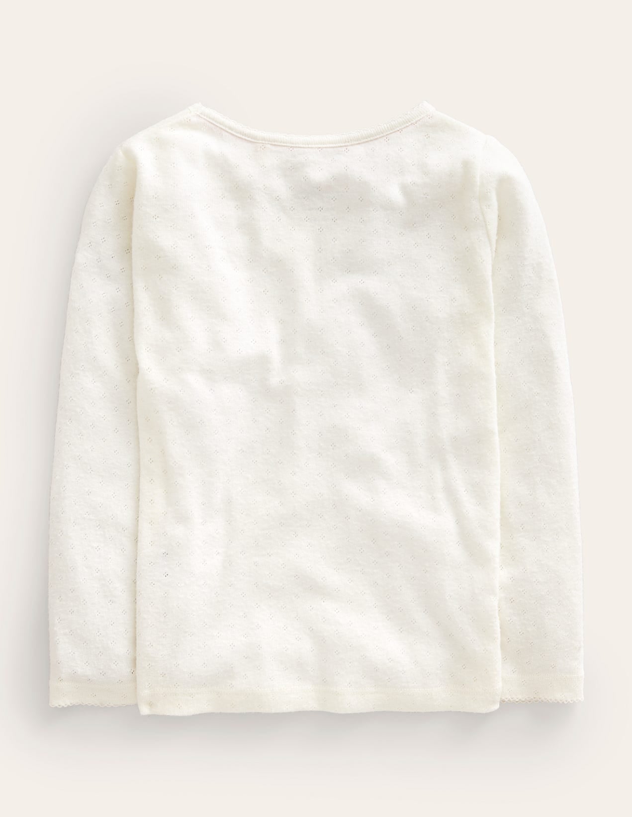 Long Sleeve Pointelle Top-Soft Ivory