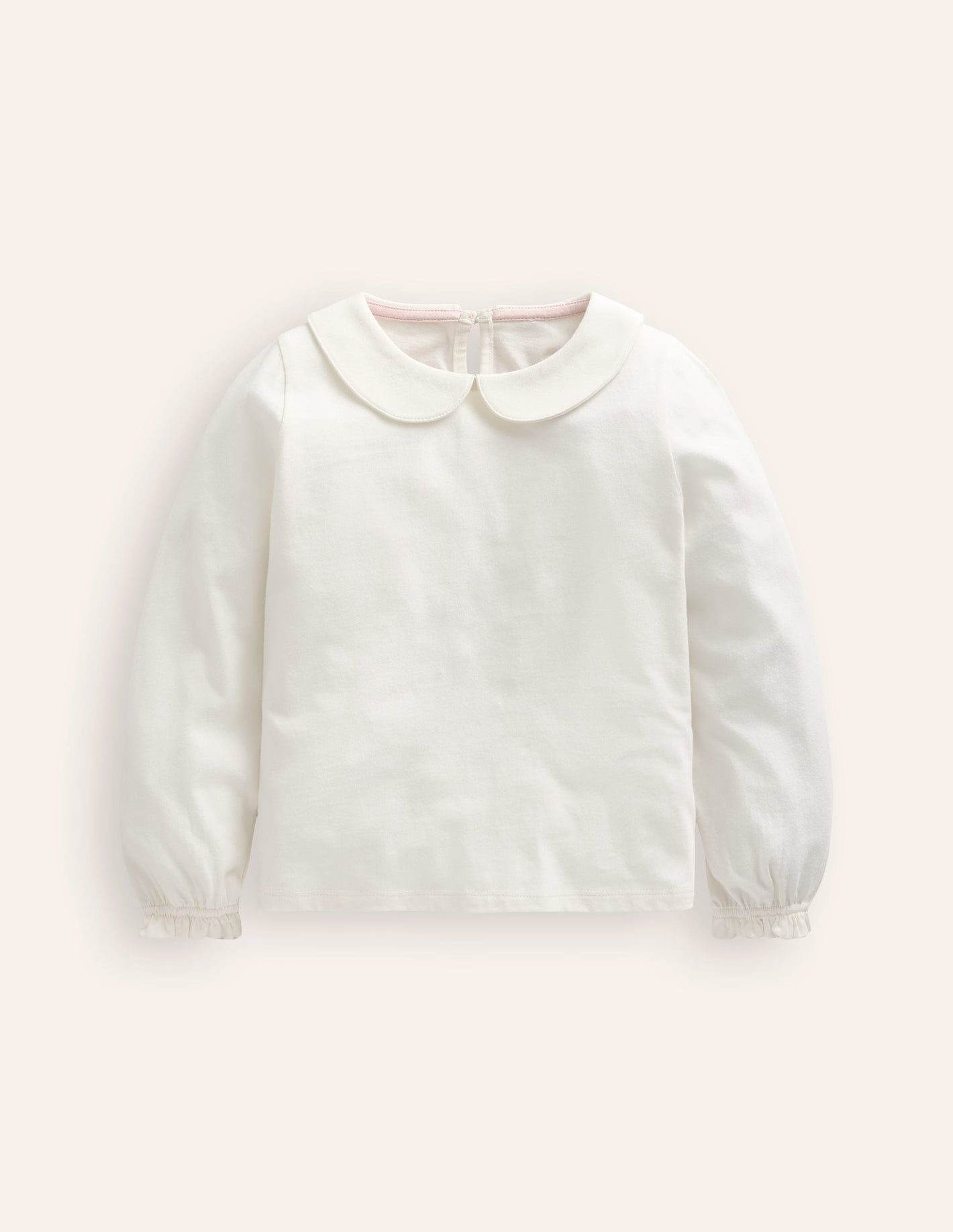 Collared Jersey Top-Ivory