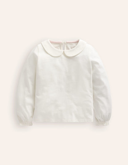 Collared Jersey Top-Ivory