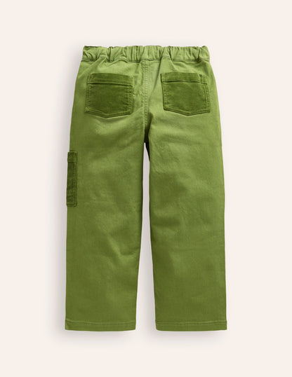 Cord Pocket Pull On Pants-Kale Green