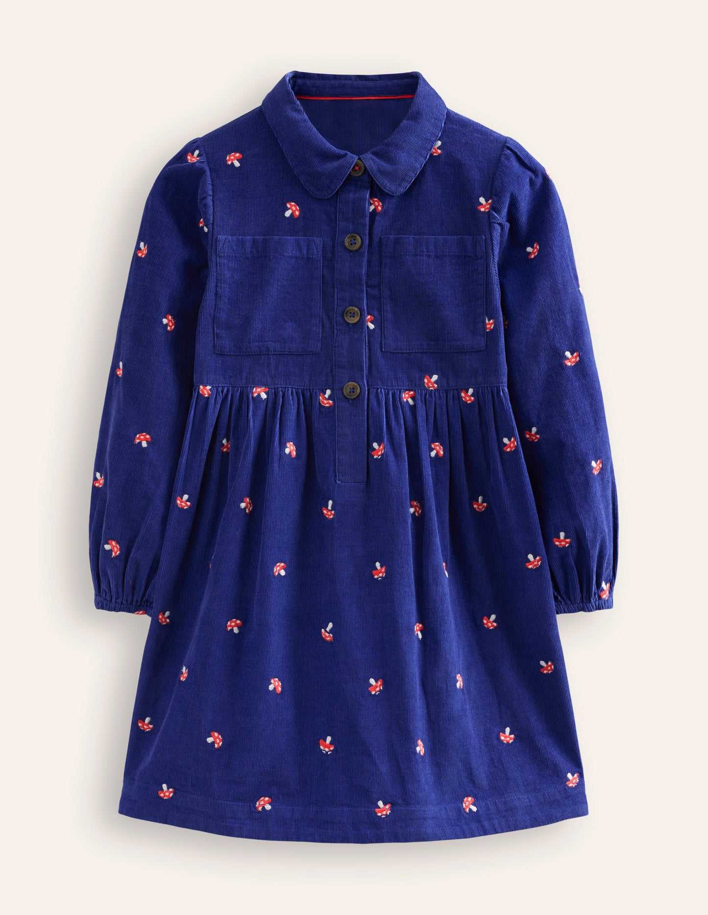 Aubrey Puff Sleeve Shirt Dress-Sapphire Toadstool Embroidery