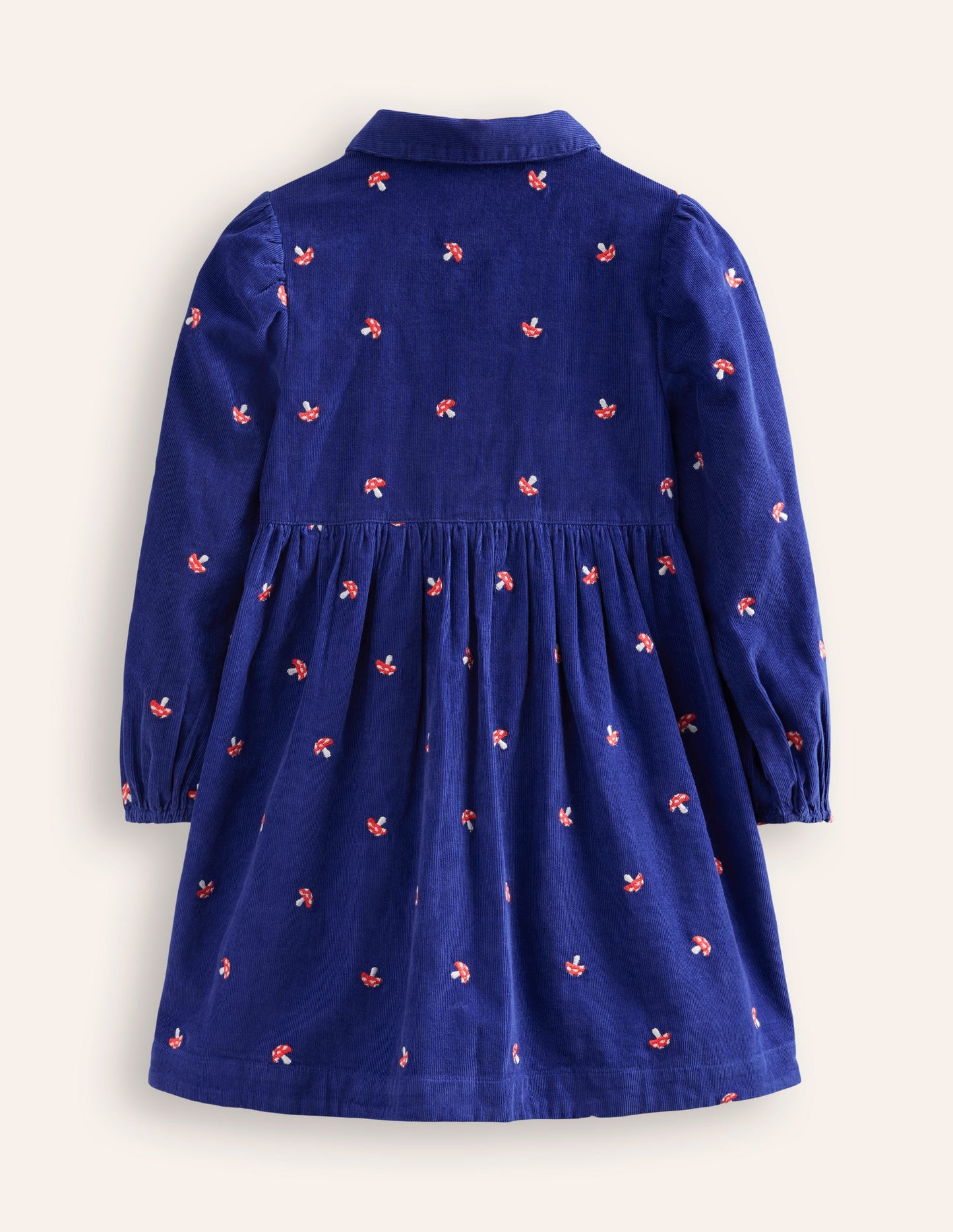 Aubrey Puff Sleeve Shirt Dress-Sapphire Toadstool Embroidery