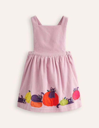 Lucilla Pinafore Dress-Mauve Mist Pumpkin Cats