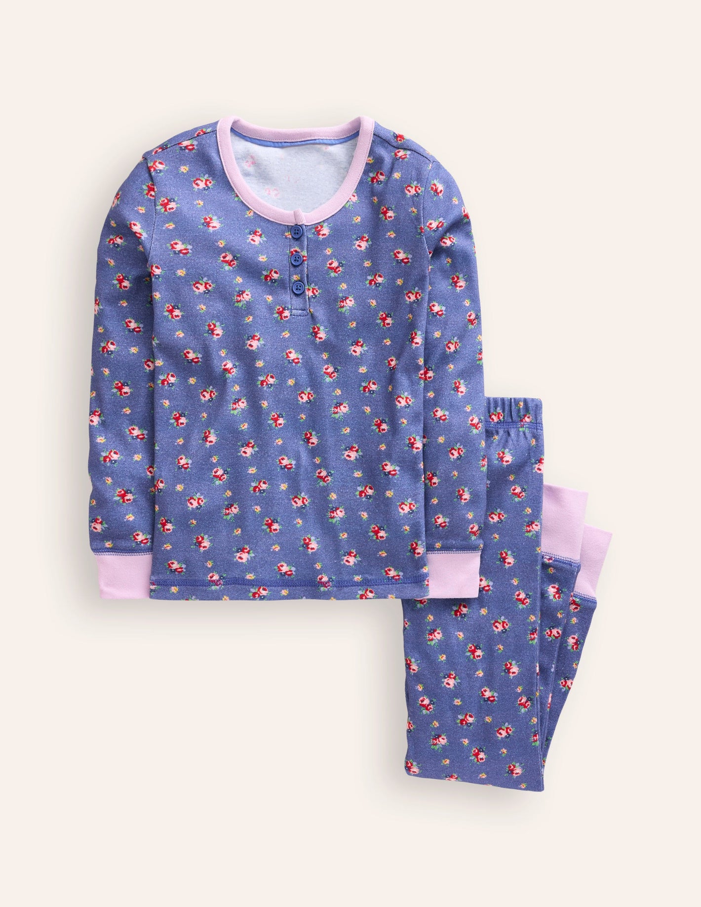 Snug Henley Pajamas-Bluejay Bouquet