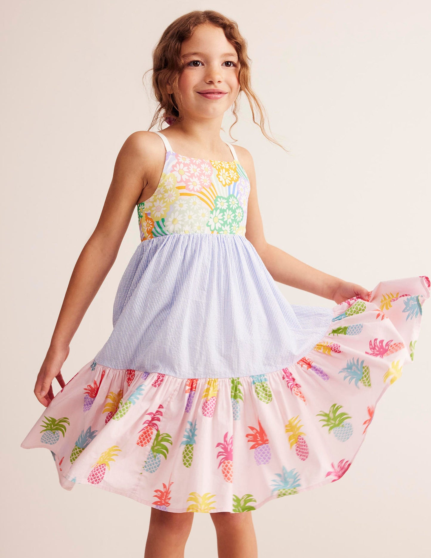 Hotchpotch Tiered Twirly Dress-Pink Pineapple Hotchpotch