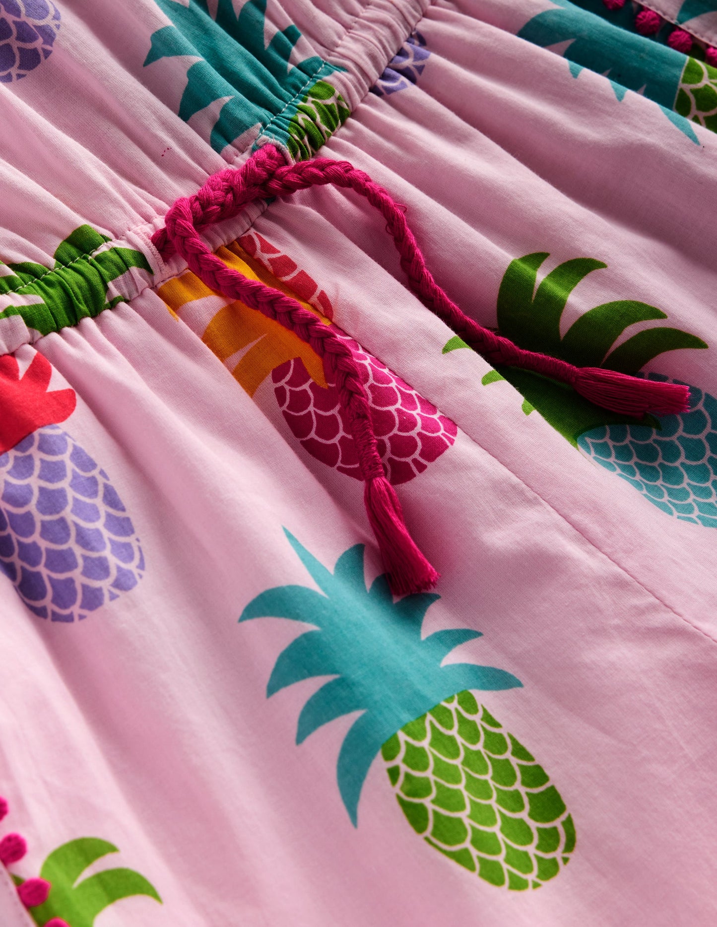 Woven Vacation Romper-Blooming Pink Pineapples