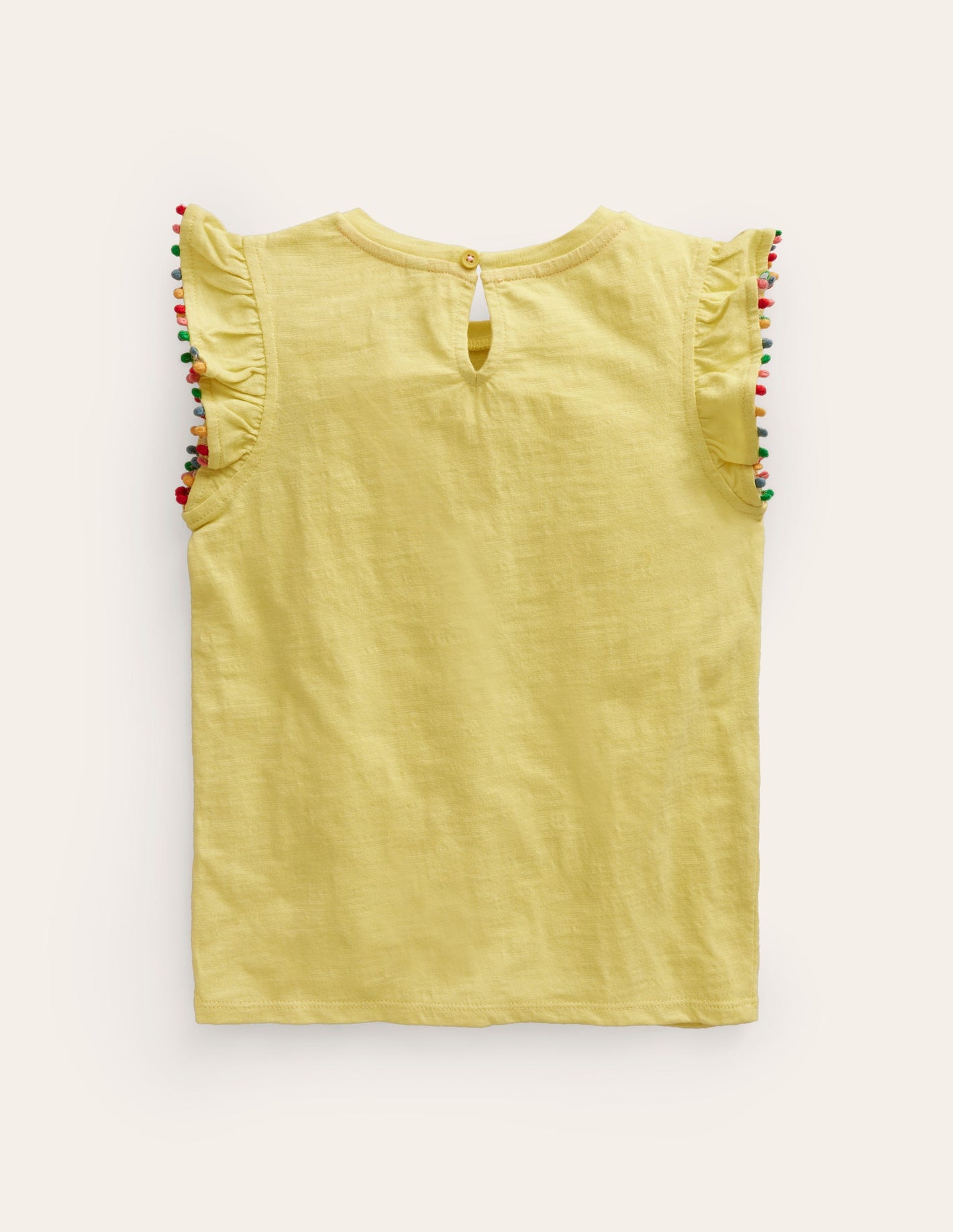 Pom Trim T-Shirt-Zest Yellow